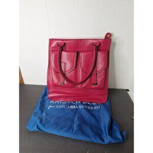 X-LG KRISTEN BELL FOR ERICA ANENBERG RED LEATHER CONVERTIBLE 2-STRAP HANDBAG